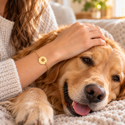 Pulsera huellita junto a mascota sin nombre